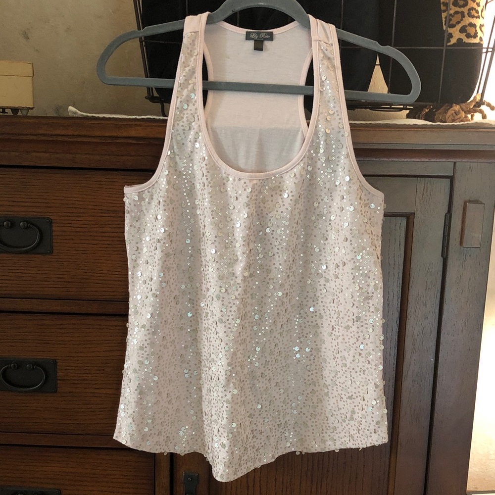 Lily Rose Pale Pink Sequin Tank